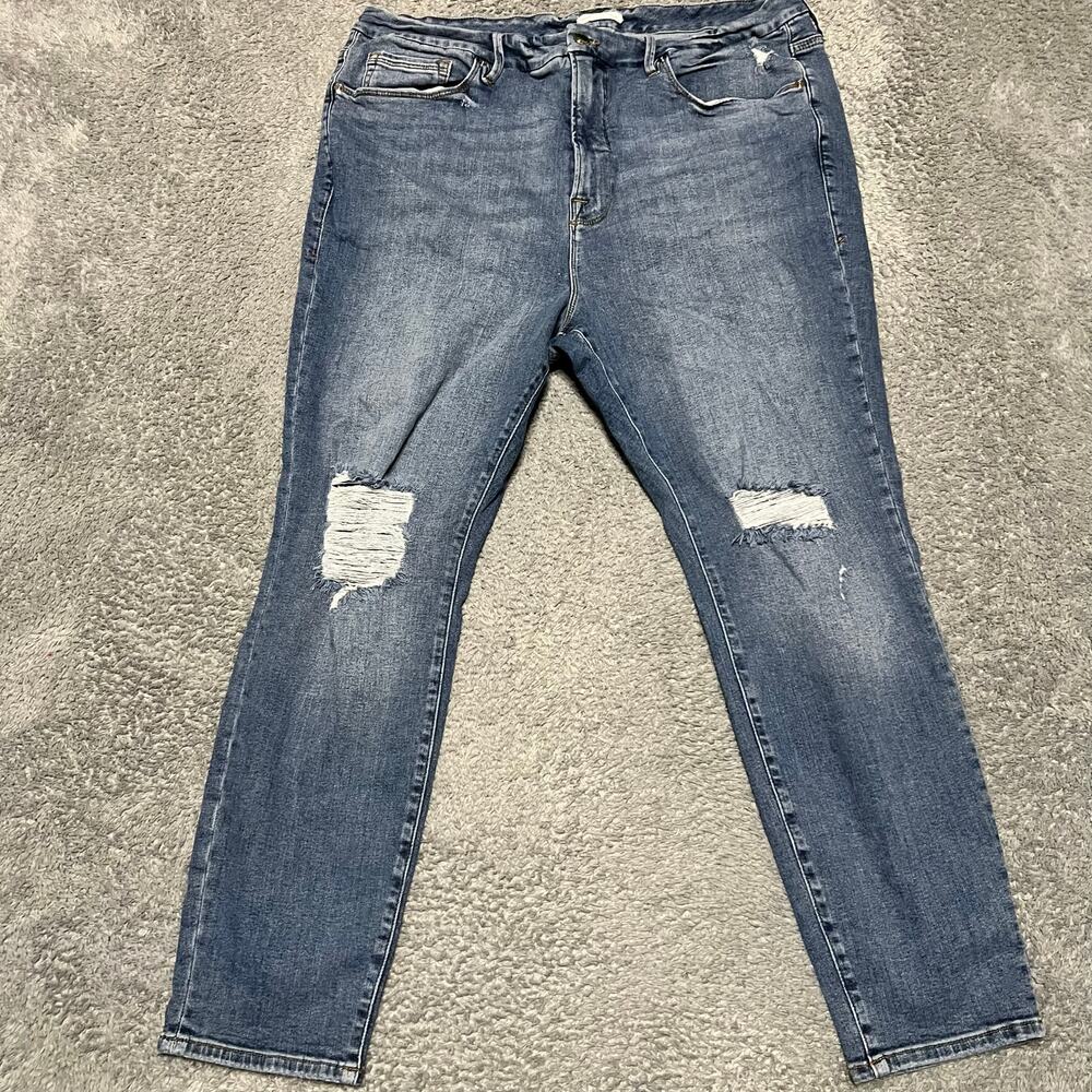 Good American Jeans Womens 18 (36x26) Good Legs Skinny Distressed Cropped